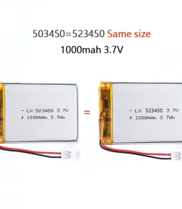 503450/523450 1000mAh 3.7V Polymer Lithium Rechargeable Battery Li-ion Battery JST PH2.0 2pin For GPS Smart Phone DVD MP4 MP5