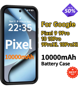 10000mAh Magnetic Battery Case for Google Pixel 9 9Pro 10 10Pro 9ProXL 10ProXL Wireless Charging Power Bank Charger Cover Black