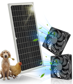 20W Solar Exhaust Fan for Chicken Coop, Greenhouses, Sheds, Pet Houses, and Windows，Solar Powered Fan with Metal Frame